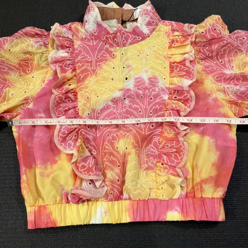 New Elliatt‎ Cowra Set Pink & Yellow Eye-lit Floral Skirt Set Size Medium - Picture 9 of 12